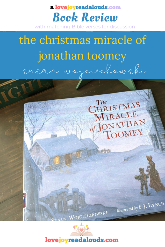 a lovejoyreadlouds.com book review. The Christmas Miracle of Jonathan Toomey by Susan Wojciechowski